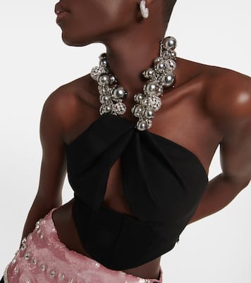 Embellished ponte jersey crop top | Area