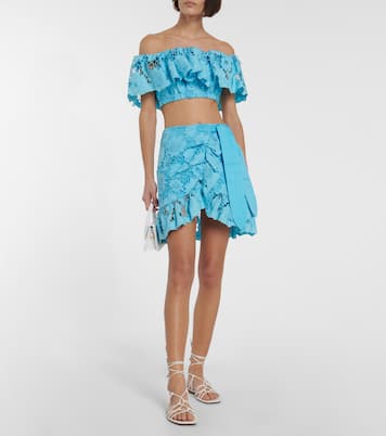 Off-shoulder cotton lace crop top | Self-Portrait