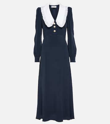 Abito midi in misto seta con colletto | Alessandra Rich