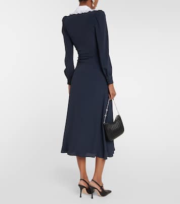 Abito midi in misto seta con colletto | Alessandra Rich