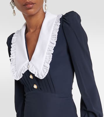 Abito midi in misto seta con colletto | Alessandra Rich