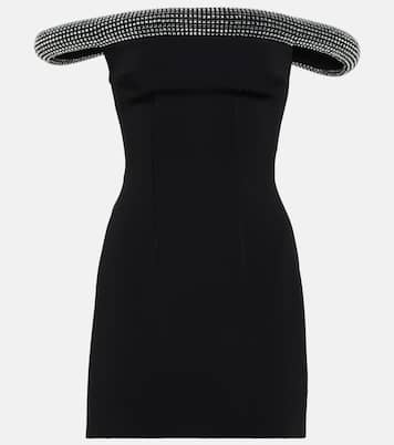 Vestido corto de cady con cristales | David Koma