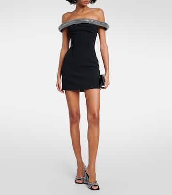 Vestido corto de cady con cristales | David Koma
