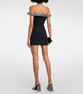 Vestido corto de cady con cristales | David Koma