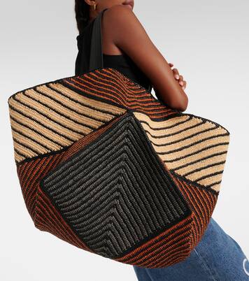 Cabas Puzzle Fold XXL en raphia | Loewe