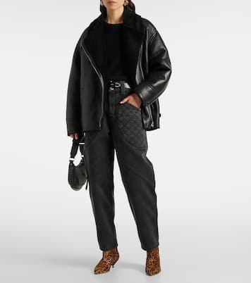 Cappotto Adelina in pelle con shearling | Isabel Marant