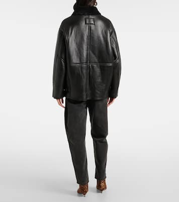 Cappotto Adelina in pelle con shearling | Isabel Marant