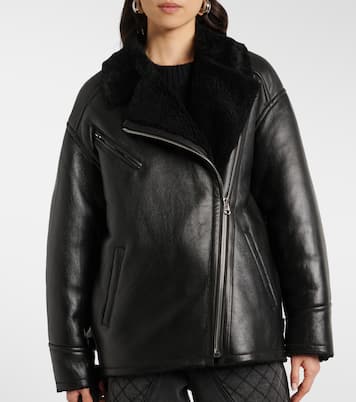 Cappotto Adelina in pelle con shearling | Isabel Marant
