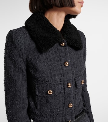Cropped-Jacke aus Denim mit Shearling | Self-Portrait
