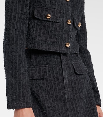 Cropped-Jacke aus Denim mit Shearling | Self-Portrait
