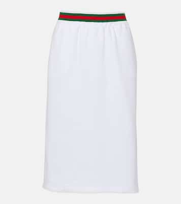 Falda midi de jersey de algodón | Gucci