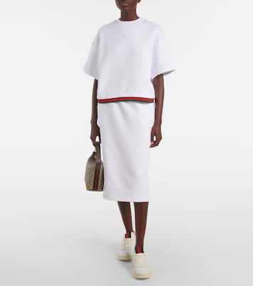 Falda midi de jersey de algodón | Gucci