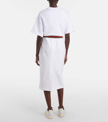 Falda midi de jersey de algodón | Gucci