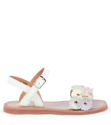 Plagate floral-appliqué leather sandals | Pom d'Api