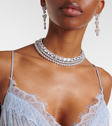 Crystal-embellished drop earrings | Self-Portrait