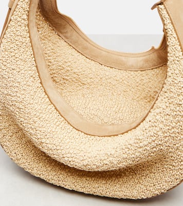 Augustina Small raffia and suede crossbody bag | Khaite
