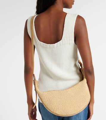 Augustina Small raffia and suede crossbody bag | Khaite