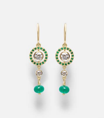 Orbit 18kt gold drop earrings with gemstones | Ileana Makri