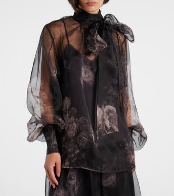 Hypnotic floral silk organza blouse | Zimmermann