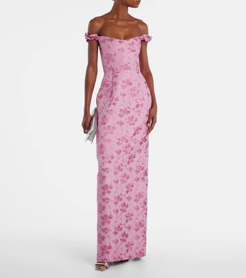 Yolanda floral off-shoulder brocade gown | Markarian