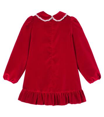 DG lace-trimmed cotton velvet dress | Dolce&Gabbana Kids