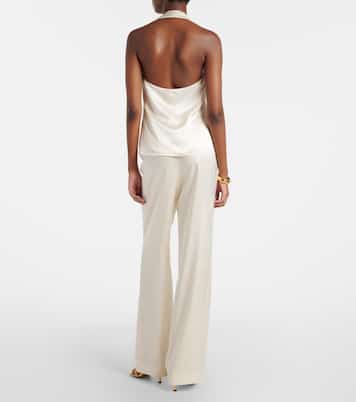 Elise silk satin flared pants | Rebecca Vallance