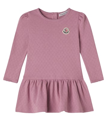Vestido de algodón con pointelle y logo  | Moncler Enfant