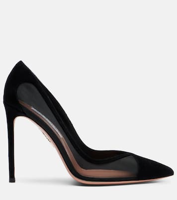 Studio 105 mesh-trimmed suede pumps | Aquazzura