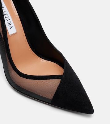 Studio 105 mesh-trimmed suede pumps | Aquazzura