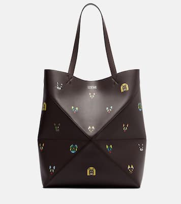x Louis Wain Puzzle Fold Cats leather tote bag | Loewe