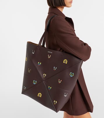 x Louis Wain Puzzle Fold Cats leather tote bag | Loewe