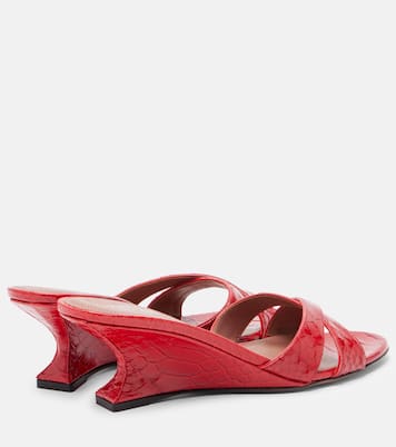 Nina 50 croc-effect patent leather wedge mules | Paris Texas