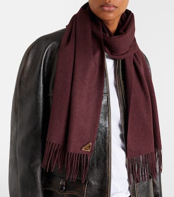 Fringed silk and cashmere scarf | Prada