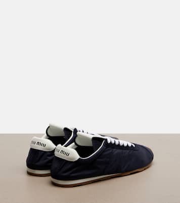 Plume suede-trimmed sneakers | Miu Miu