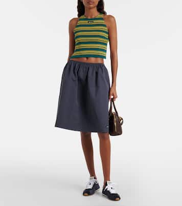 Plume suede-trimmed sneakers | Miu Miu