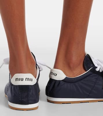 Plume suede-trimmed sneakers | Miu Miu