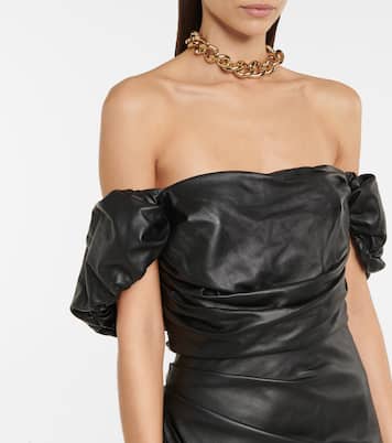 Leather off-the-shoulder minidress | Zeynep Arçay