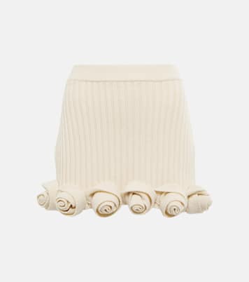 Rose-appliqué wool miniskirt | Blumarine