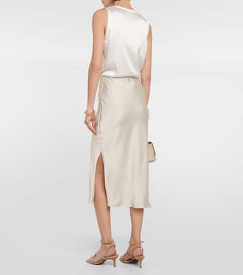 Gonna midi in raso | Brunello Cucinelli