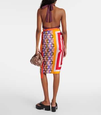 Jupe portefeuille imprimée en soie | Dries Van Noten