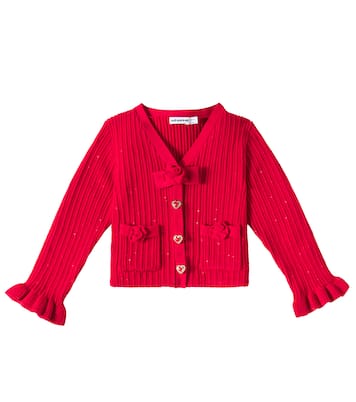 Cardigan in maglia a coste con volant | Self-Portrait Kids