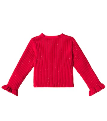 Cardigan in maglia a coste con volant | Self-Portrait Kids