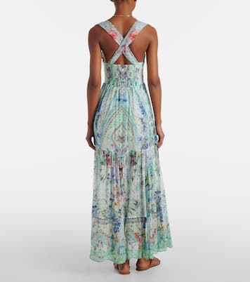 Maxikleid aus Seide mit Kristallen | Camilla