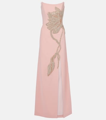 Fara floral-appliqué crêpe gown | Costarellos