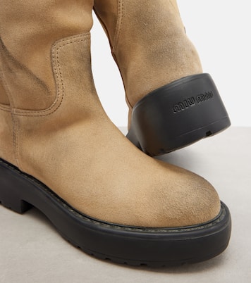 Stiefel aus Veloursleder mit Shearling | Miu Miu