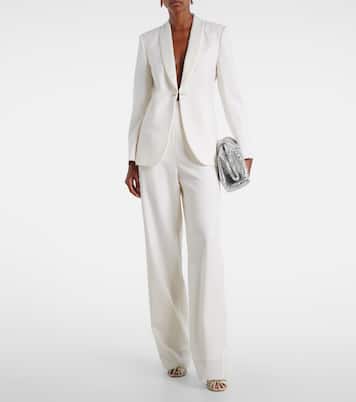 Satin-trimmed virgin wool gabardine blazer | Max Mara