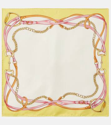 Sciarpa in twill di seta con stampa | Gucci