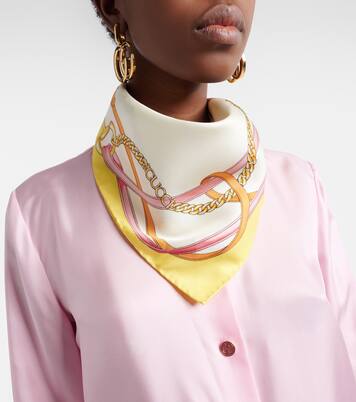 Sciarpa in twill di seta con stampa | Gucci