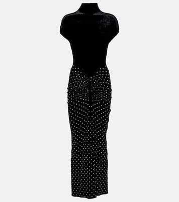 Cocktailkleid aus Samt und Jersey mit Kristallen | Alaïa