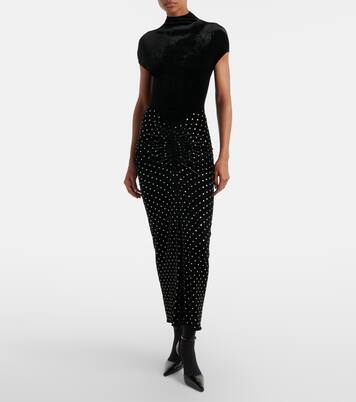 Cocktailkleid aus Samt und Jersey mit Kristallen | Alaïa